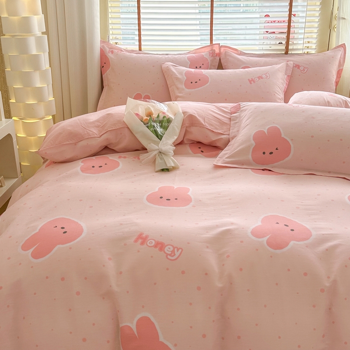 91家纺网 家纺一手货源 找家纺  （提供买家秀 爆款花型 不断货）2025新款单被套全棉印花单被套小清新简约系列单被套 米菲兔