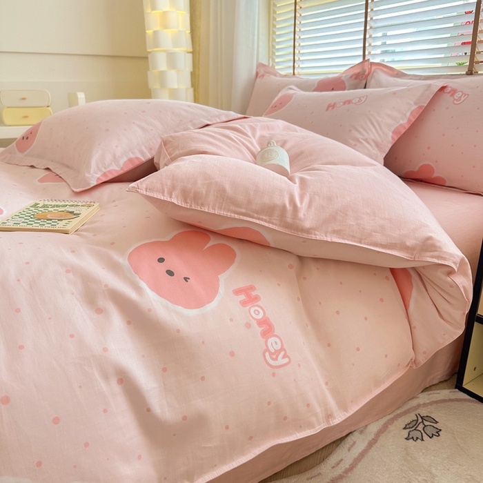 91家纺网 家纺一手货源 找家纺  （提供买家秀 爆款花型 不断货）2025新款单被套全棉印花单被套小清新简约系列单被套 米菲兔