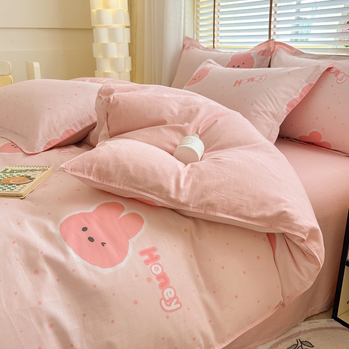 91家纺网 家纺一手货源 找家纺  （提供买家秀 爆款花型 不断货）2025新款单被套全棉印花单被套小清新简约系列单被套 米菲兔