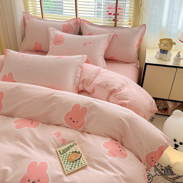 91家纺网 家纺一手货源 找家纺  （提供买家秀 爆款花型 不断货）2025新款单被套全棉印花单被套小清新简约系列单被套 米菲兔