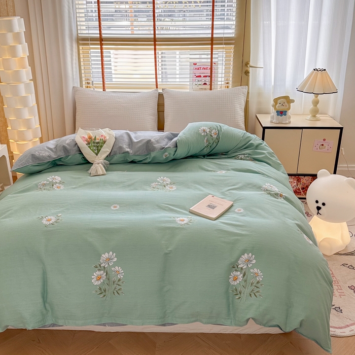 91家纺网 家纺一手货源 找家纺  （提供买家秀 爆款花型 不断货）2025新款单被套全棉印花单被套小清新简约系列单被套 清新雏菊