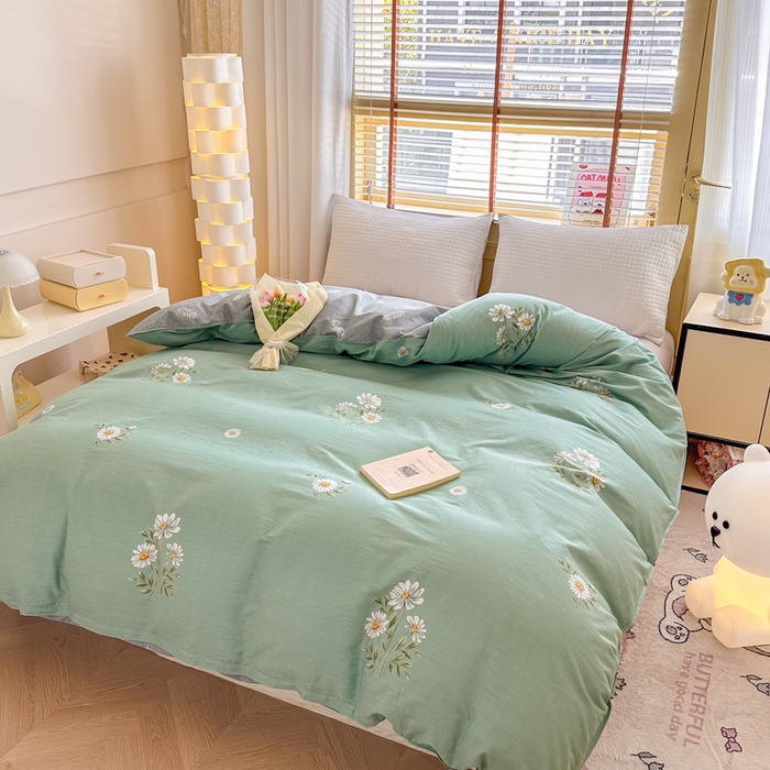 91家纺网 家纺一手货源 找家纺  （提供买家秀 爆款花型 不断货）2025新款单被套全棉印花单被套小清新简约系列单被套 清新雏菊