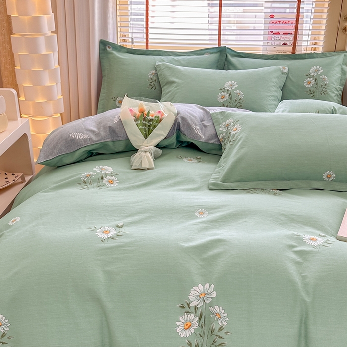 91家纺网 家纺一手货源 找家纺  （提供买家秀 爆款花型 不断货）2025新款单被套全棉印花单被套小清新简约系列单被套 清新雏菊