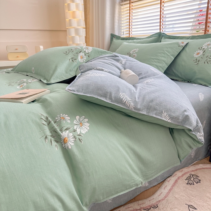 91家纺网 家纺一手货源 找家纺  （提供买家秀 爆款花型 不断货）2025新款单被套全棉印花单被套小清新简约系列单被套 清新雏菊