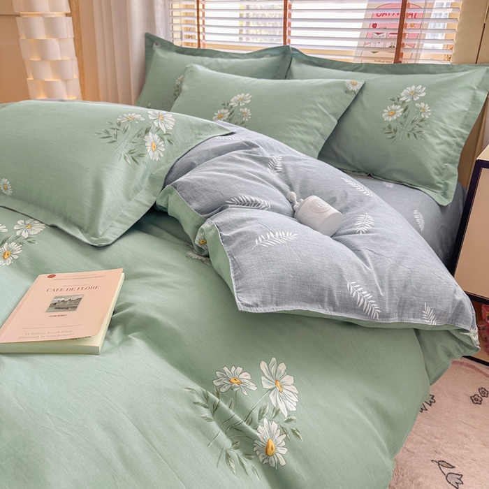 91家纺网 家纺一手货源 找家纺  （提供买家秀 爆款花型 不断货）2025新款单被套全棉印花单被套小清新简约系列单被套 清新雏菊