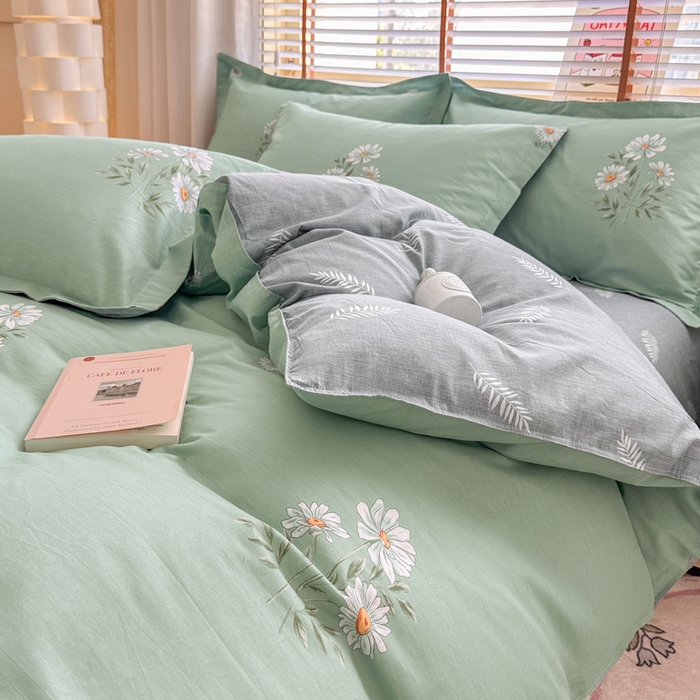 91家纺网 家纺一手货源 找家纺  （提供买家秀 爆款花型 不断货）2025新款单被套全棉印花单被套小清新简约系列单被套 清新雏菊