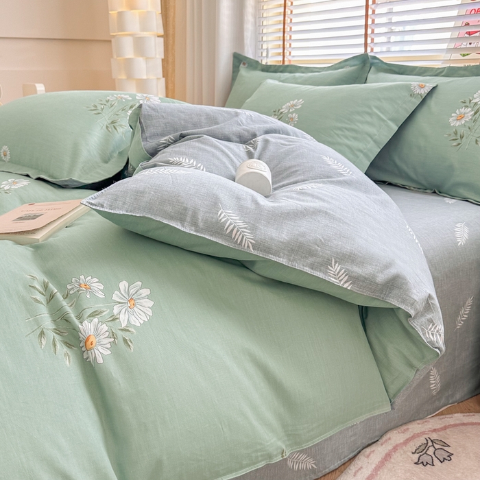 91家纺网 家纺一手货源 找家纺  （提供买家秀 爆款花型 不断货）2025新款单被套全棉印花单被套小清新简约系列单被套 清新雏菊