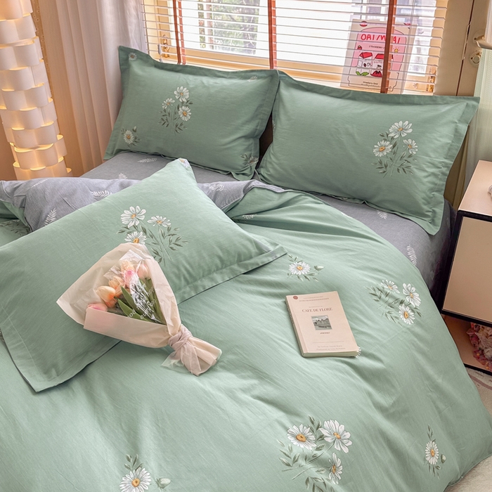 91家纺网 家纺一手货源 找家纺  （提供买家秀 爆款花型 不断货）2025新款单被套全棉印花单被套小清新简约系列单被套 清新雏菊