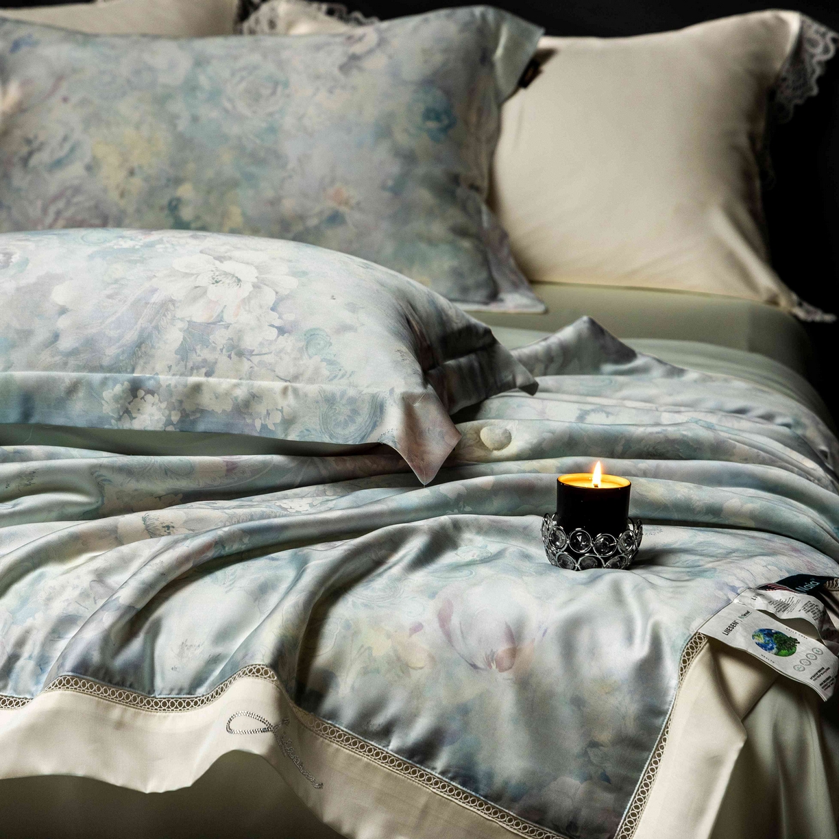 91家纺网 家纺一手货源 找家纺 丽笙被芯 2025新款A类兰精天丝印花naia镂空夏被夏凉被空调被 秘密花园-蓝