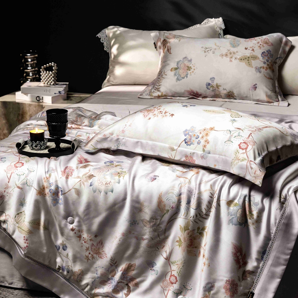 91家纺网 家纺一手货源 找家纺 丽笙被芯 2025新款A类兰精天丝印花naia镂空夏被夏凉被空调被 韵色