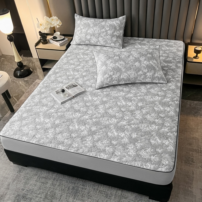 91家纺网 家纺一手货源 找家纺 野马寝具跨境电商专供 2025新款潮汐床笠-玫瑰 绽放-玫瑰灰