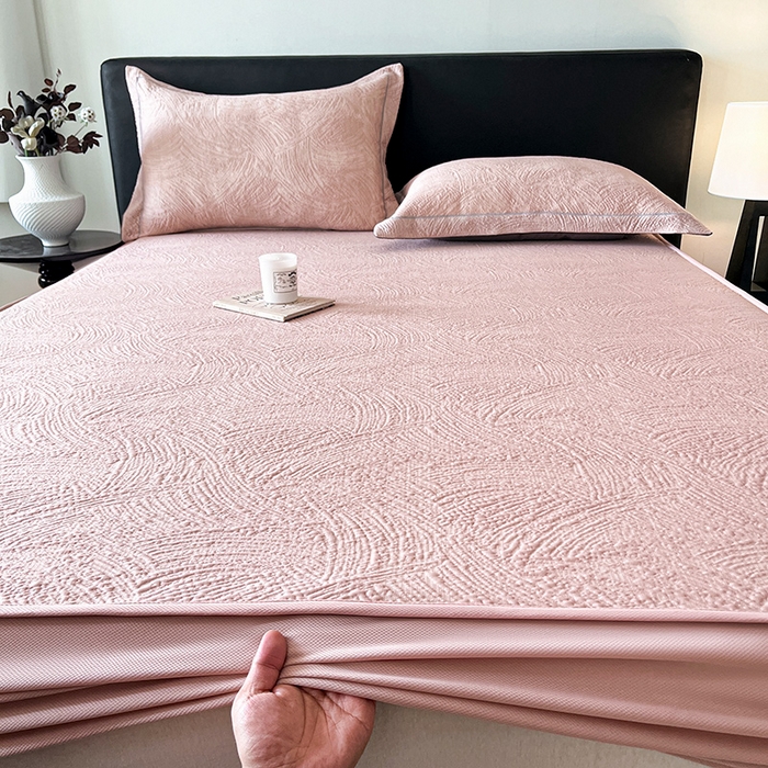 91家纺网 家纺一手货源 找家纺 蓝邻家纺 2025新款PE提花床笠凉席-涂鸦系列 涂鸦-粉