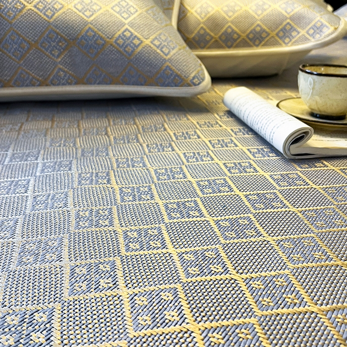 91家纺网 家纺一手货源 找家纺 麒豆豆 2025新款花边床笠款冰藤席-夏之语 烟色