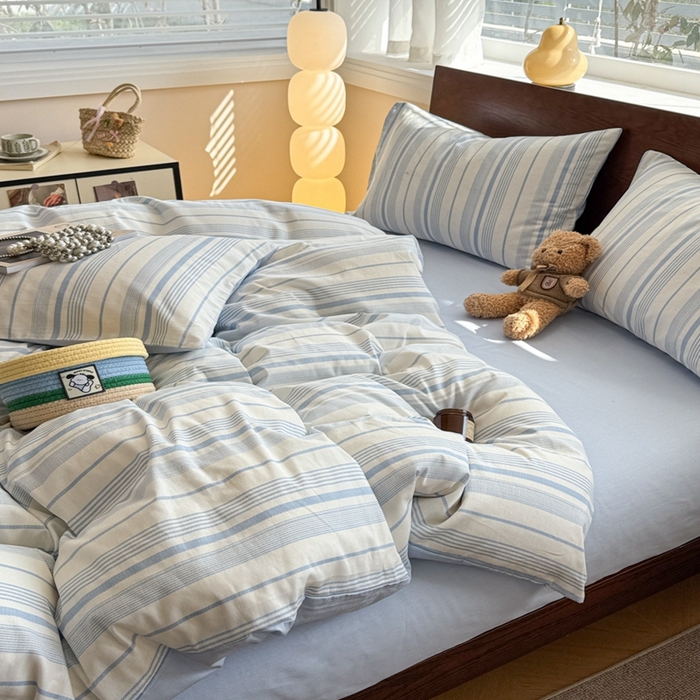 91家纺网 家纺一手货源 找家纺 呗旺鹿 2025新款学生季全棉纯棉40支跑量款巴恩风四件套 比格兰