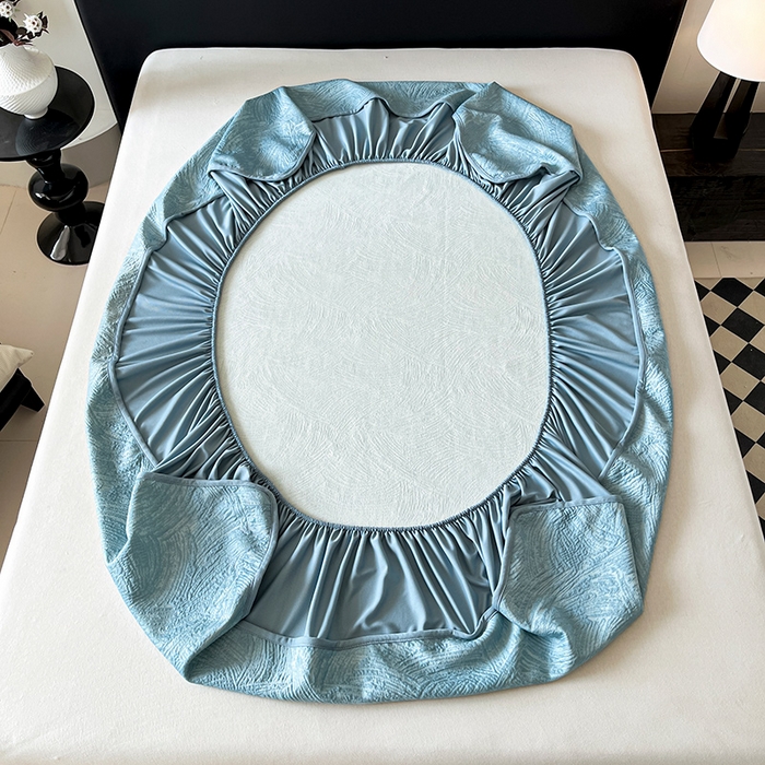 91家纺网 家纺一手货源 找家纺 蓝邻家纺 2025新款PE提花床笠凉席-涂鸦系列 涂鸦-蓝