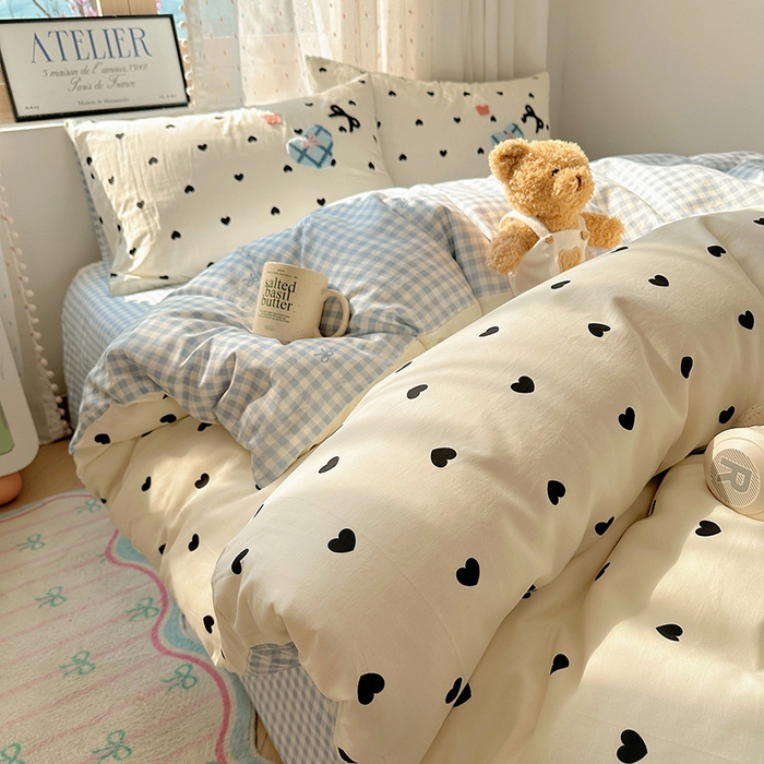 91家纺网 家纺一手货源 找家纺 澳梵家居 2025新款小清新全棉印花毛巾绣四件套 奶油小猫