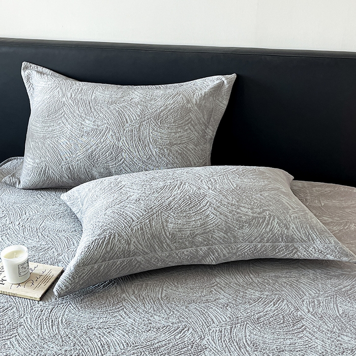 91家纺网 家纺一手货源 找家纺 蓝邻家纺 2025新款PE提花床笠凉席-涂鸦系列 涂鸦-浅灰