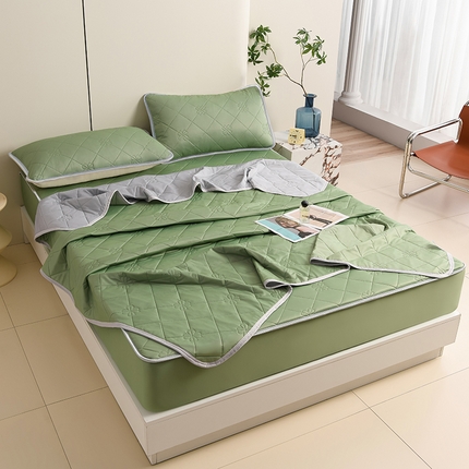 2025新款清凉舒适凉感丝夏被四件套 果绿