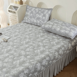 91家纺网 家纺一手货源 找家纺 （总）野马寝具跨境电商专供 2025新款玫瑰花床裙,灰,蓝