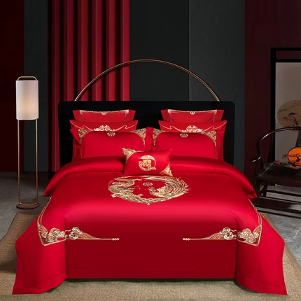 91家纺网 家纺一手货源 找家纺 （总）蒂爵 2025新款婚庆长绒棉时尚小红书爆款刺绣婚庆四件套多件套280系列