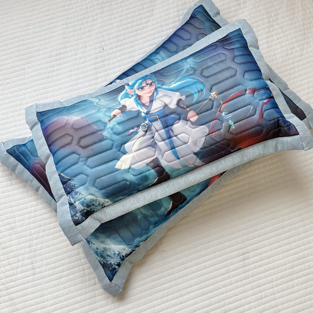 91家纺网 家纺一手货源 找家纺 纽乐家纺 2025新款卡通5D数码印花哪吒周边儿童冰丝乳胶凉枕枕套枕芯 哪吒-6