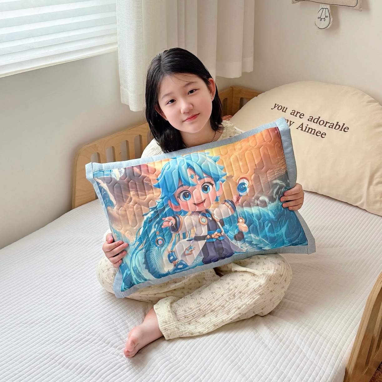 91家纺网 家纺一手货源 找家纺 纽乐家纺 2025新款卡通5D数码印花哪吒周边儿童冰丝乳胶凉枕枕套枕芯 哪吒-4