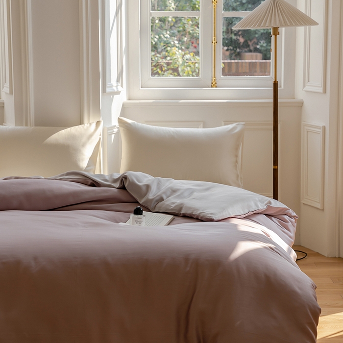 91家纺网 家纺一手货源 找家纺 咏绒家纺工厂店 2025新款60支奥地利兰精天丝单品系列--单被套 满天星紫-曙光银