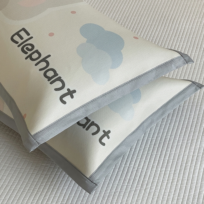 91家纺网 家纺一手货源 找家纺 安哆啦家纺 2025新款A类大版印花冰藤儿童幼儿园卡通萌宠系列凉席单枕套 萌小象