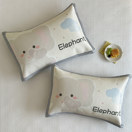 安哆啦家纺 2025新款A类大版印花冰藤儿童幼儿园卡通萌宠系列凉席单枕套 萌小象