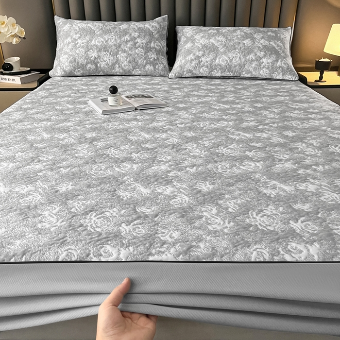 91家纺网 家纺一手货源 找家纺 野马寝具跨境电商专供 2025新款潮汐床笠-玫瑰 绽放-玫瑰灰