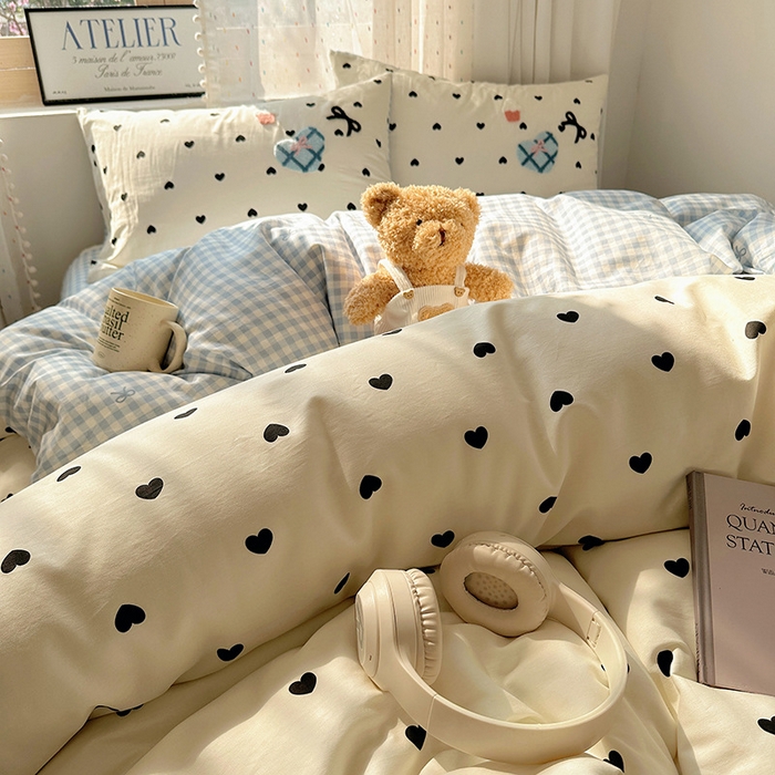 91家纺网 家纺一手货源 找家纺 澳梵家居 2025新款小清新全棉印花毛巾绣四件套 奶油小猫