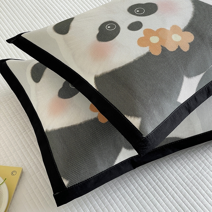 91家纺网 家纺一手货源 找家纺 安哆啦家纺 2025新款A类大版印花冰藤儿童幼儿园卡通萌宠系列凉席单枕套 小熊猫