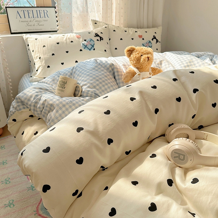 91家纺网 家纺一手货源 找家纺 澳梵家居 2025新款小清新全棉印花毛巾绣四件套 奶油小猫