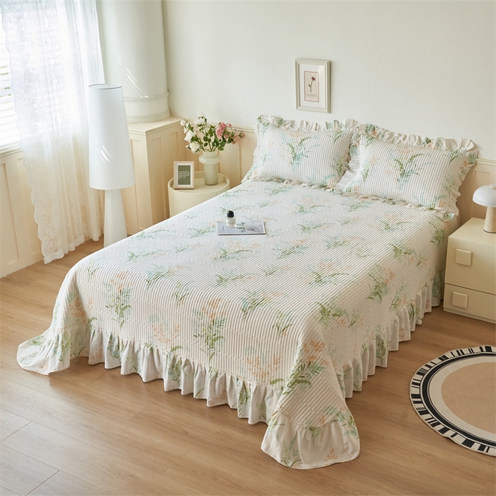 91家纺网 家纺一手货源 找家纺 恒爱家纺 2024新款全棉甜美少女单床盖 青稞