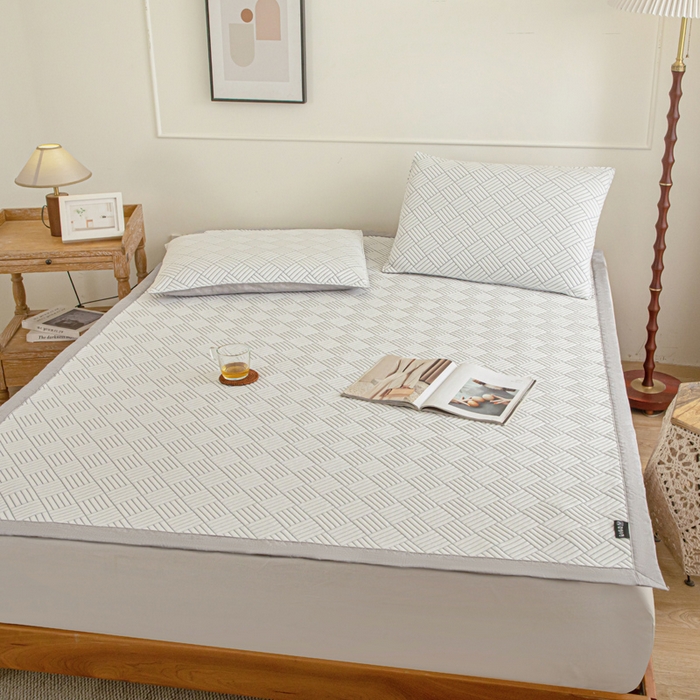 91家纺网 家纺一手货源 找家纺 野马寝具跨境电商专供 2025新款高分子冰感垫软凉席 斜方格