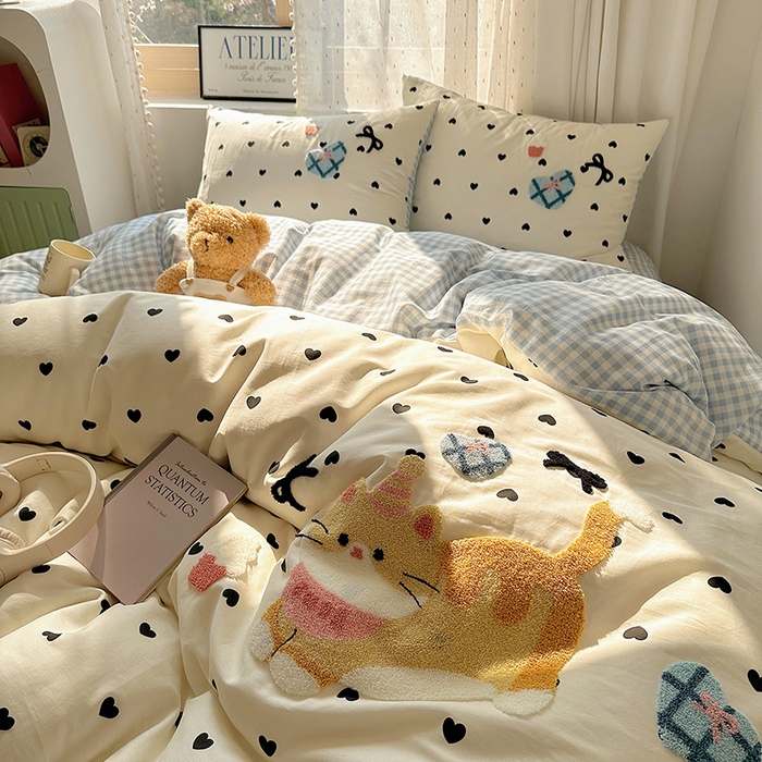 91家纺网 家纺一手货源 找家纺 （总）澳梵家居 2025新款小清新全棉印花毛巾绣四件套