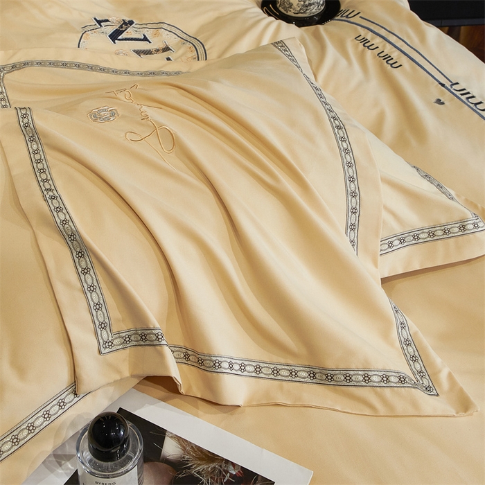 91家纺网 家纺一手货源 找家纺 佳宇轩 2025新款亲肤水洗棉刺绣四件套系列 简约时代-黄色