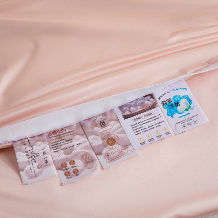 91家纺网 家纺一手货源 找家纺 野马寝具跨境电商专供 2025新款森氧冰蚕蚕丝被 粉色