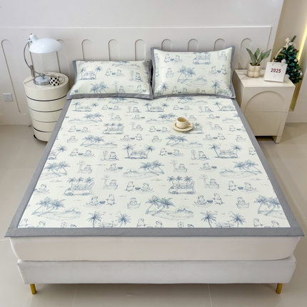 91家纺网 家纺一手货源 找家纺 （总）倾慕家纺 2025年新款600D丝滑冰丝凉席-床席款