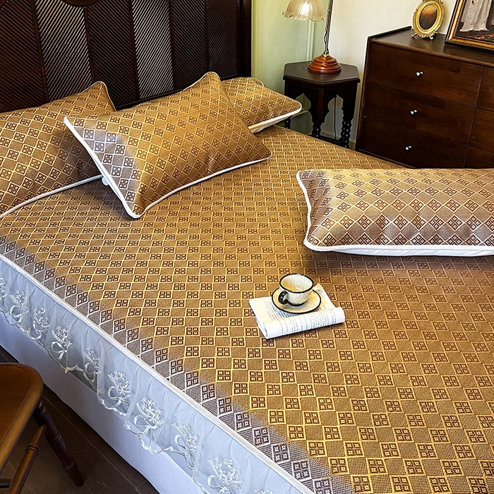 91家纺网 家纺一手货源 找家纺 （总）网红馆 2025新款花边冰藤席凉席-夏之语床笠款