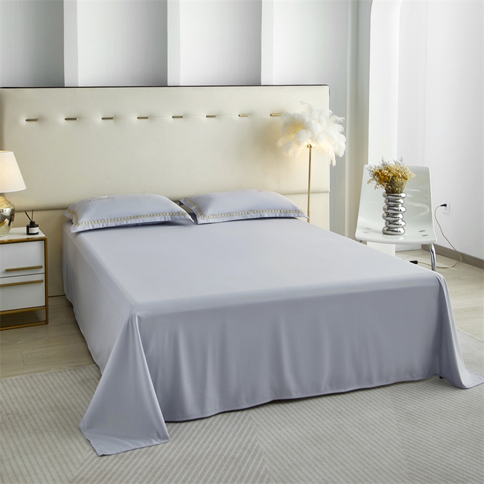 91家纺网 家纺一手货源 找家纺 佳宇轩 2025新款亲肤水洗棉刺绣四件套系列 蜜羽-浅灰