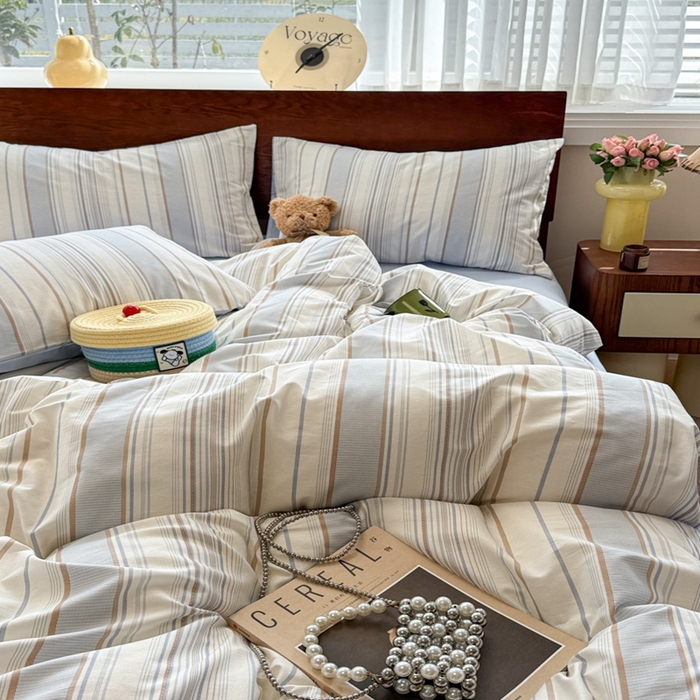 91家纺网 家纺一手货源 找家纺 呗旺鹿 2025新款学生季全棉纯棉40支跑量款巴恩风四件套 克洛伊