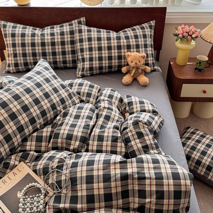 91家纺网 家纺一手货源 找家纺 呗旺鹿 2025新款学生季全棉纯棉40支跑量款巴恩风四件套 伯拉德