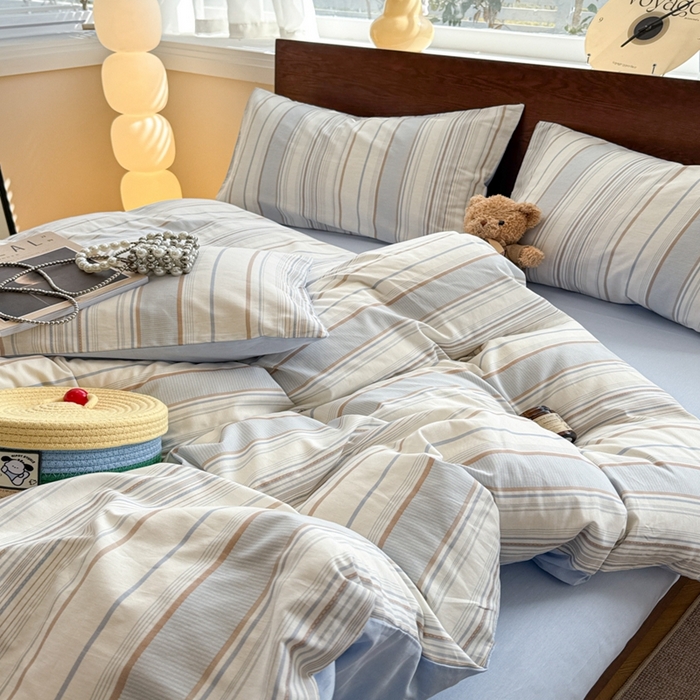 91家纺网 家纺一手货源 找家纺 呗旺鹿 2025新款学生季全棉纯棉40支跑量款巴恩风四件套 克洛伊