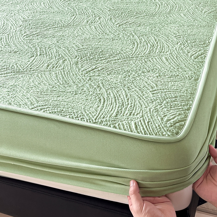 91家纺网 家纺一手货源 找家纺 蓝邻家纺 2025新款PE提花床笠凉席-涂鸦系列 涂鸦-绿