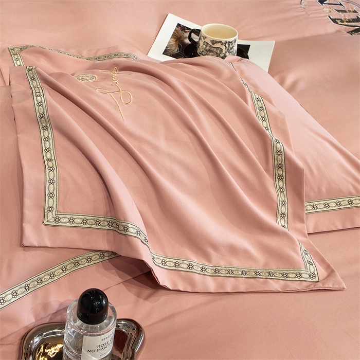 91家纺网 家纺一手货源 找家纺 佳宇轩 2025新款亲肤水洗棉刺绣四件套系列 简约时代-粉玉