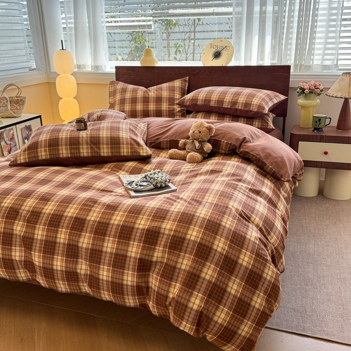 91家纺网 家纺一手货源 找家纺 呗旺鹿 2025新款学生季全棉纯棉40支跑量款巴恩风四件套 洛可可