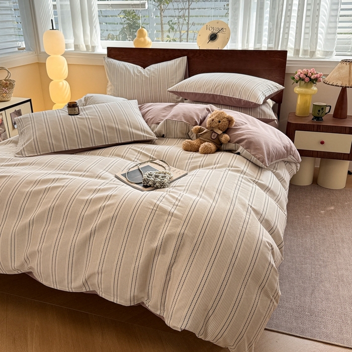 91家纺网 家纺一手货源 找家纺 呗旺鹿 2025新款学生季全棉纯棉40支跑量款巴恩风四件套 西塔茶