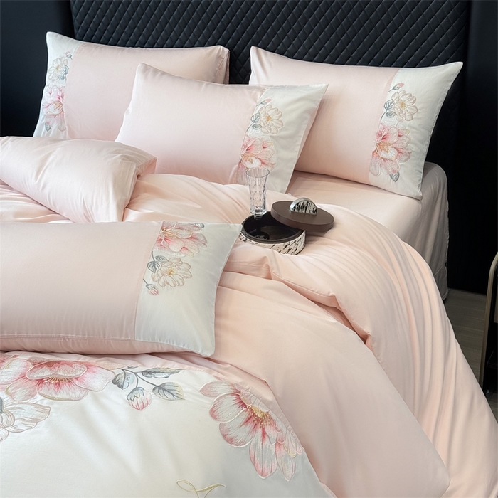 91家纺网 家纺一手货源 找家纺 （总）绒棉世家 2025新款100支贡缎50双股刺绣长绒棉四件套-欧若拉系列 