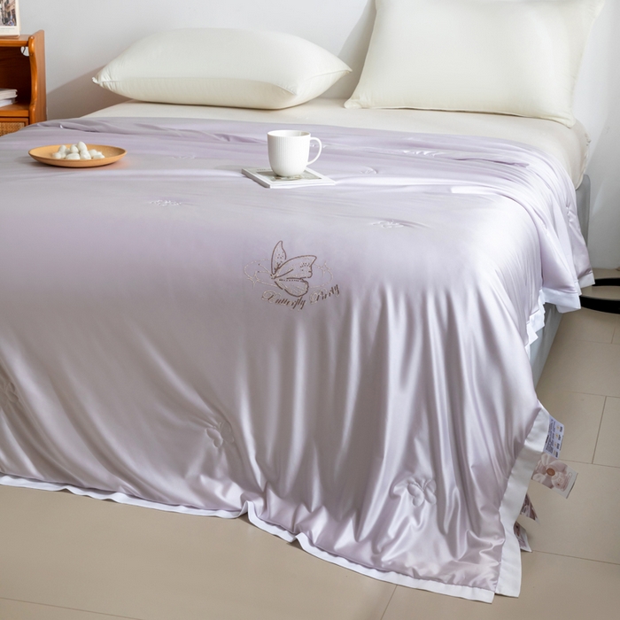 91家纺网 家纺一手货源 找家纺 野马寝具跨境电商专供 2025新款森氧冰蚕蚕丝被 紫色